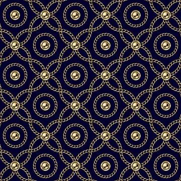 Jewelry pattern with intertwined gold chains Stock Illustration