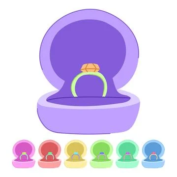 Jewelry proposal ring box vector cartoon graphic Stock Illustration
