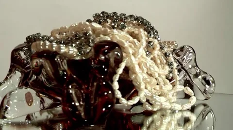 Jewelry rotate on the mirror Stock Footage