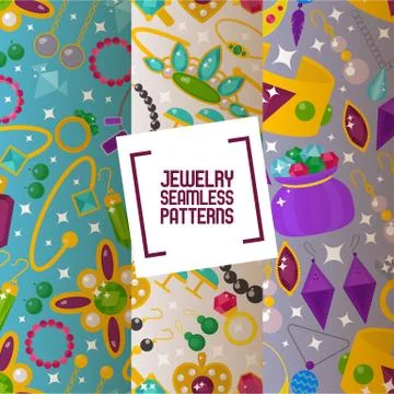 Jewelry seamless pattern, vector illustration. Sparkling diamonds and jewels Stock Illustration