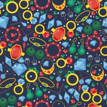 Jewelry seamless pattern, vector illustration. Sparkling diamonds and jewels イラスト素材