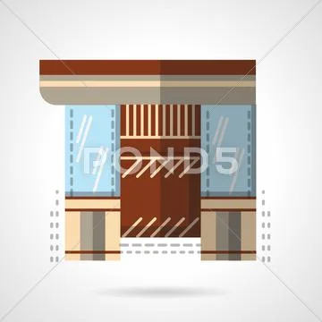 Jewelry shop storefront flat vector icon Stock Illustration