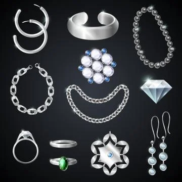 Jewelry Silver Set イラスト素材