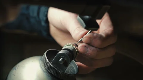 Jewelry Work. Processing of Gold Ring. Close-Up Stock Footage 62505104