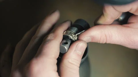 Jewelry Work. Processing of Gold Ring. Close-Up Stock Footage 62505195