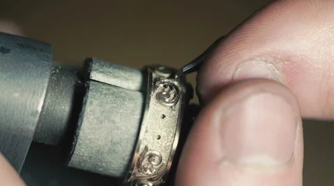 Jewelry Work. Processing of Gold Ring. Close-Up Stock Footage 62505258