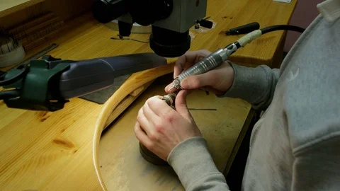 Jewelry Work. Processing of Gold Ring. Close-Up Stock Footage 73053220