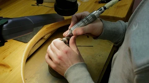 Jewelry Work. Processing of Gold Ring. Close-Up Stock Footage 73054244
