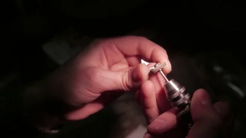 Jewelry work. Processing of silver ring. Close-Up. 4K UHD 動画素材 71280560