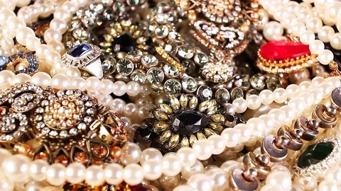 Jewels jewelry closeup texture pattern seamless looping rotating video footage Stock Footage 102747137