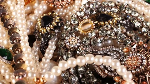 Jewels jewelry closeup texture pattern seamless looping rotating video footage Stock Footage 102747324