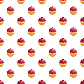 Jewish hanukkah donuts repeating pattern on white background Stock Illustration