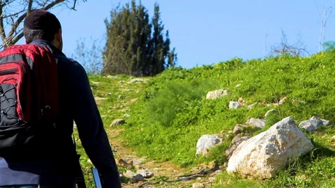 Jewish orthodox young men walking outdoors Stock Footage 89576853