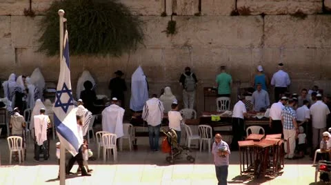 Jewish Prayers at the Western Wall 6 Stock Footage 17967053