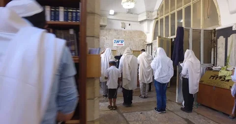 Jewish praying in synagogue Stock Footage 96004250