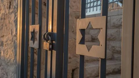 Jewish star in door Stock Photos