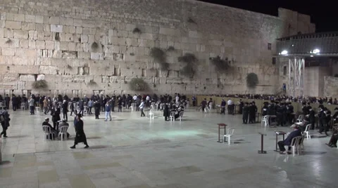 Jews at The Western Wall Stock Footage 37846639