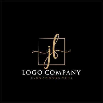 JF Initial handwriting logo with rectangle template vector Stock Illustration