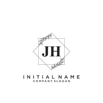 JH Initial handwriting logo design Stock Illustration