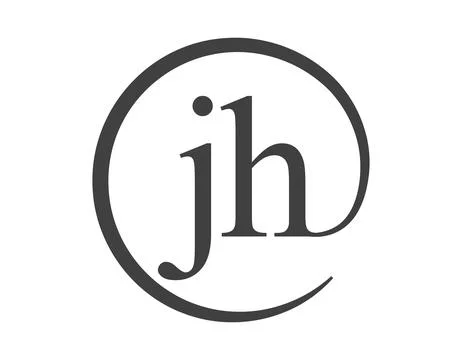 JH logo from two letter with circle shape email sign style. J and H round l.. Stock Illustration