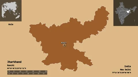 Jharkhand location. India. Solid patterned map Stock Footage 135362176