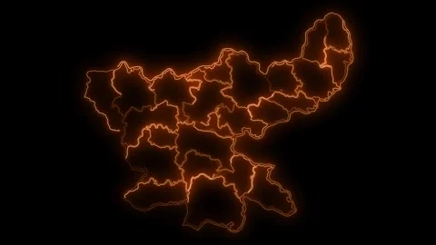 Jharkhand Map with Districts Glowing Neon Outline India Animation 4K Stock-Footage 330998600