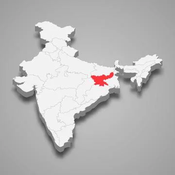Jharkhand state location within India 3d map Stock Illustration