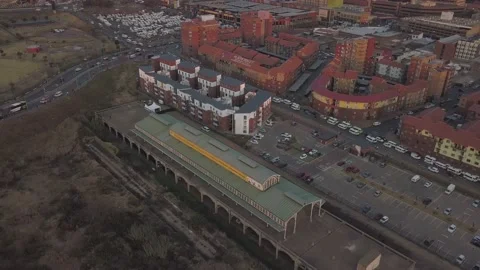 JHB City Top down view of old train station near Nelson Mandela Bridge Vidéo 131492594