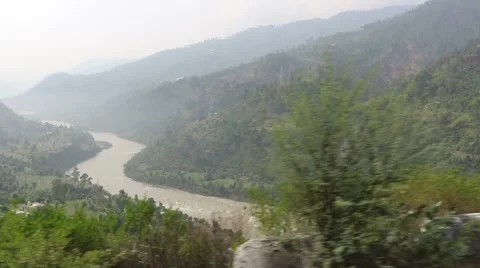 Jhelum river and its deep vailly in Jammu and Kashmir. Stock Footage 64891275
