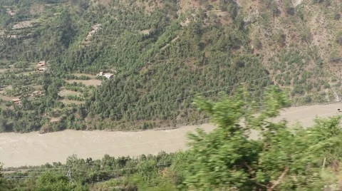 Jhelum river and its deep vailly in Jammu and Kashmir. 库存影片 64891571