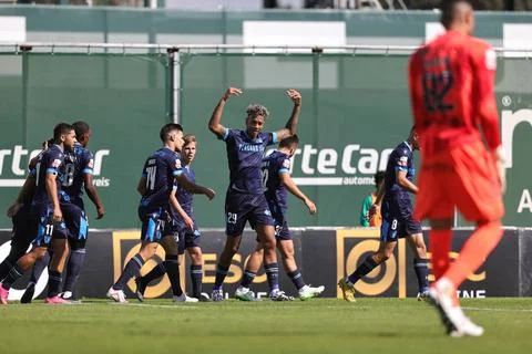   Jhonder Cadiz do FC Famalicao a comemorar o golo durante o jogo entre Ri... Stock Photos