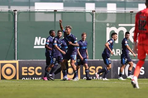   Jhonder Cadiz do FC Famalicao a comemorar o golo durante o jogo entre Ri... Stock Photos