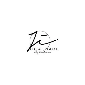 JI Initial handwriting logo design Stock Illustration
