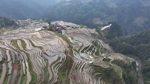 Jiabang Terraced Fields Rural Scenery in Qiandongnan, Guizhou China 스톡 동영상 307581908