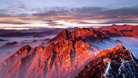 Jiankou Great Wall Time-Lapse Sunrise Stock Footage 334343779