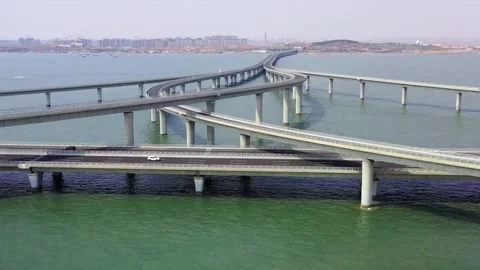 Jiaozhouwan bridge of Qingdao, China Video stock 152122953