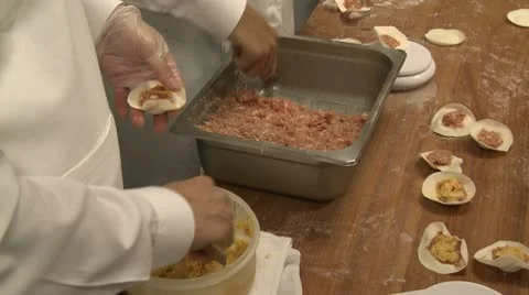 Jiaozi making Stock Footage