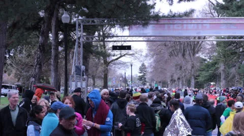 Jib up behind the finish line Stock Footage 22732350