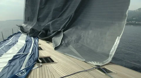 Jib being opened on a sailing boat  Stock Footage 43322274