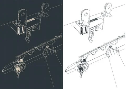 Jib crane close-up outline Stock Illustration