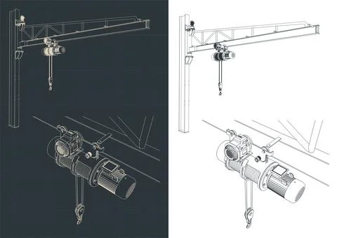 Jib crane outline Stock Illustration