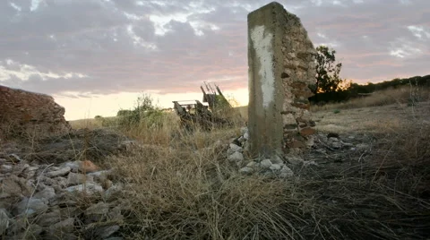 Jib moves in timelapse over some old ruins. Stock Footage 57355960