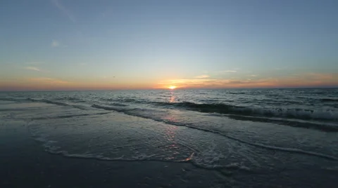 Jib Shot of Ocean at Sunset Stock Footage 46309019