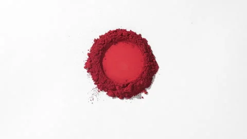 Jib shot of red powder for blush advertisement Stock Footage 338348717
