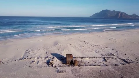 Jib shot of a shipwreck Stock Footage 80725111