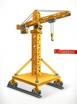 Jib type crane. 3d vector icon Stock Illustration