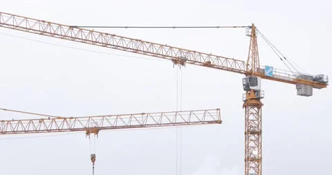 Jib of a yellow tower crane Stock-Footage 146034376