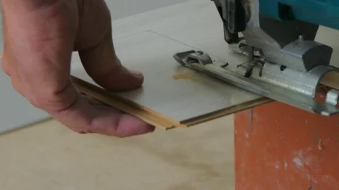 Jig saw to cut laminate Video stock 85384152