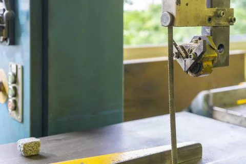 Jig saw machine old in workshop cut material Stock Photos
