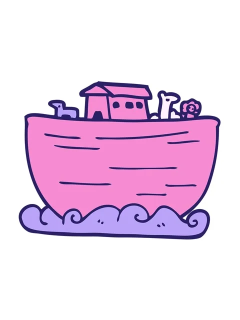 Jiggle and pause animation of cartoon doodle noahs ark Stock Footage 324057212